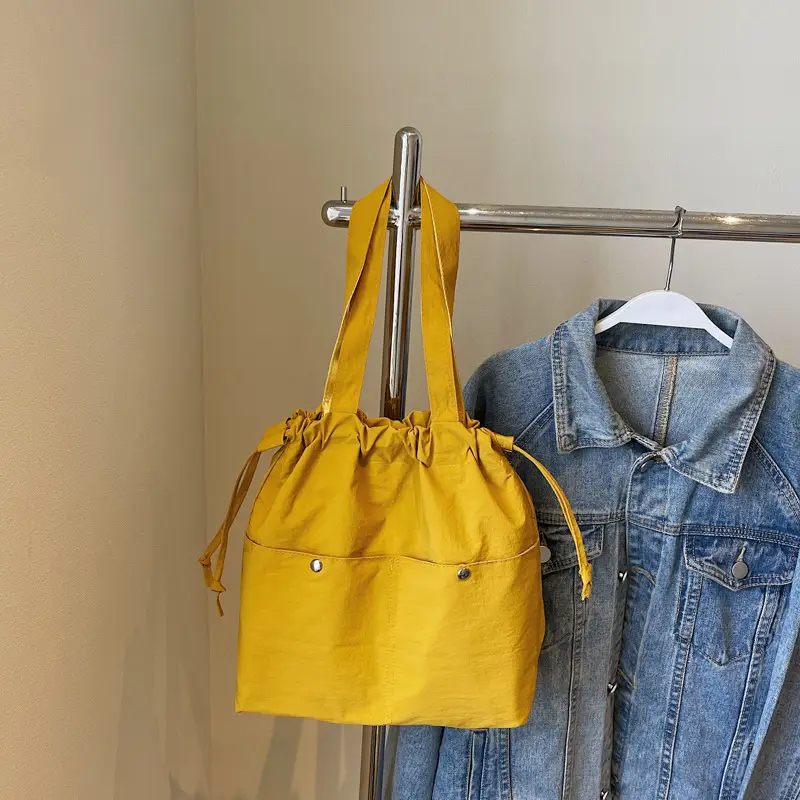 Light Blue Drawstring Shoulder Bag for Women - Image 2