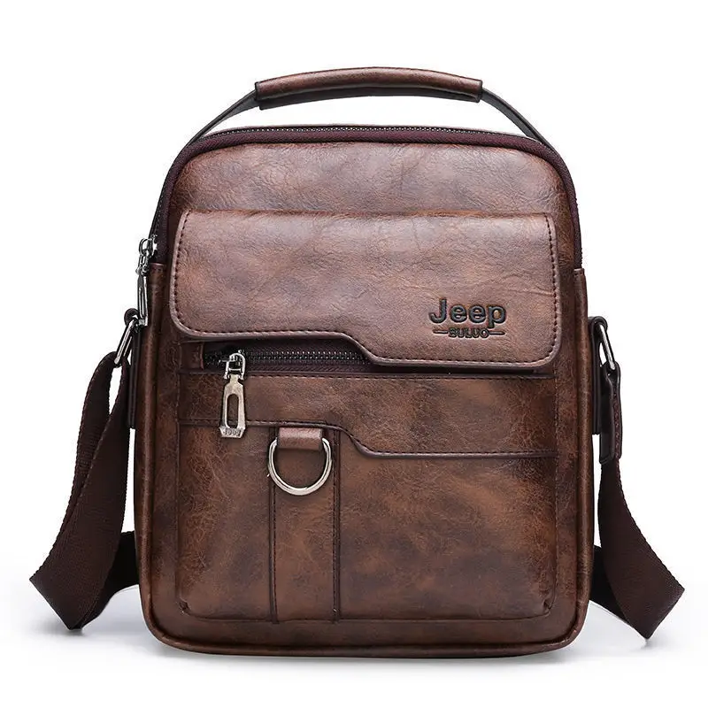 Men's Leather Business Crossbody Bag Brown - Image 4