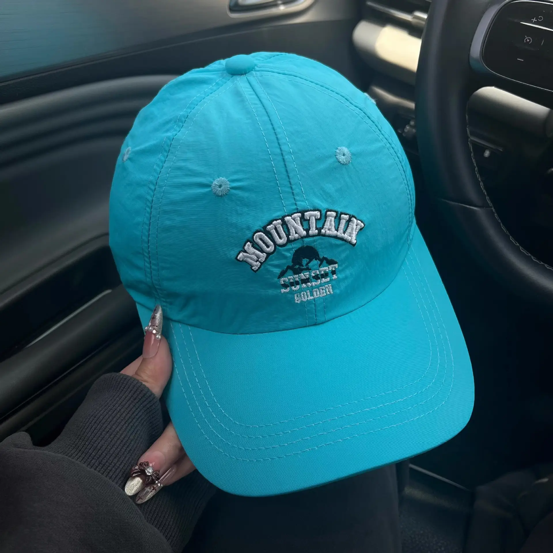 Men Duckbill Cap with Letter Embroidery, Breathable, Large Head - Image 7