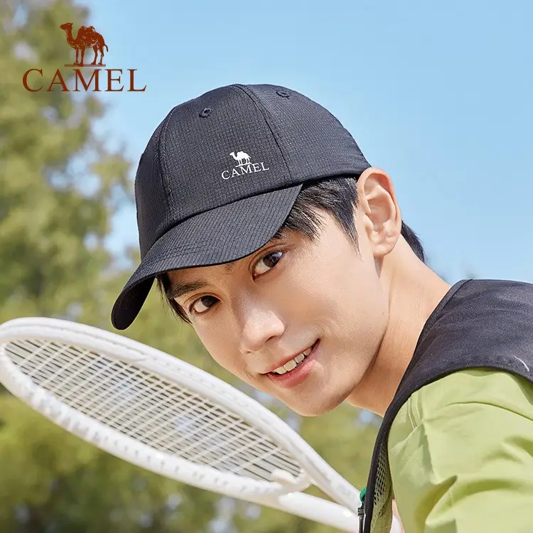 Camel Baseball Cap Black Wide Brim Sports Hiking