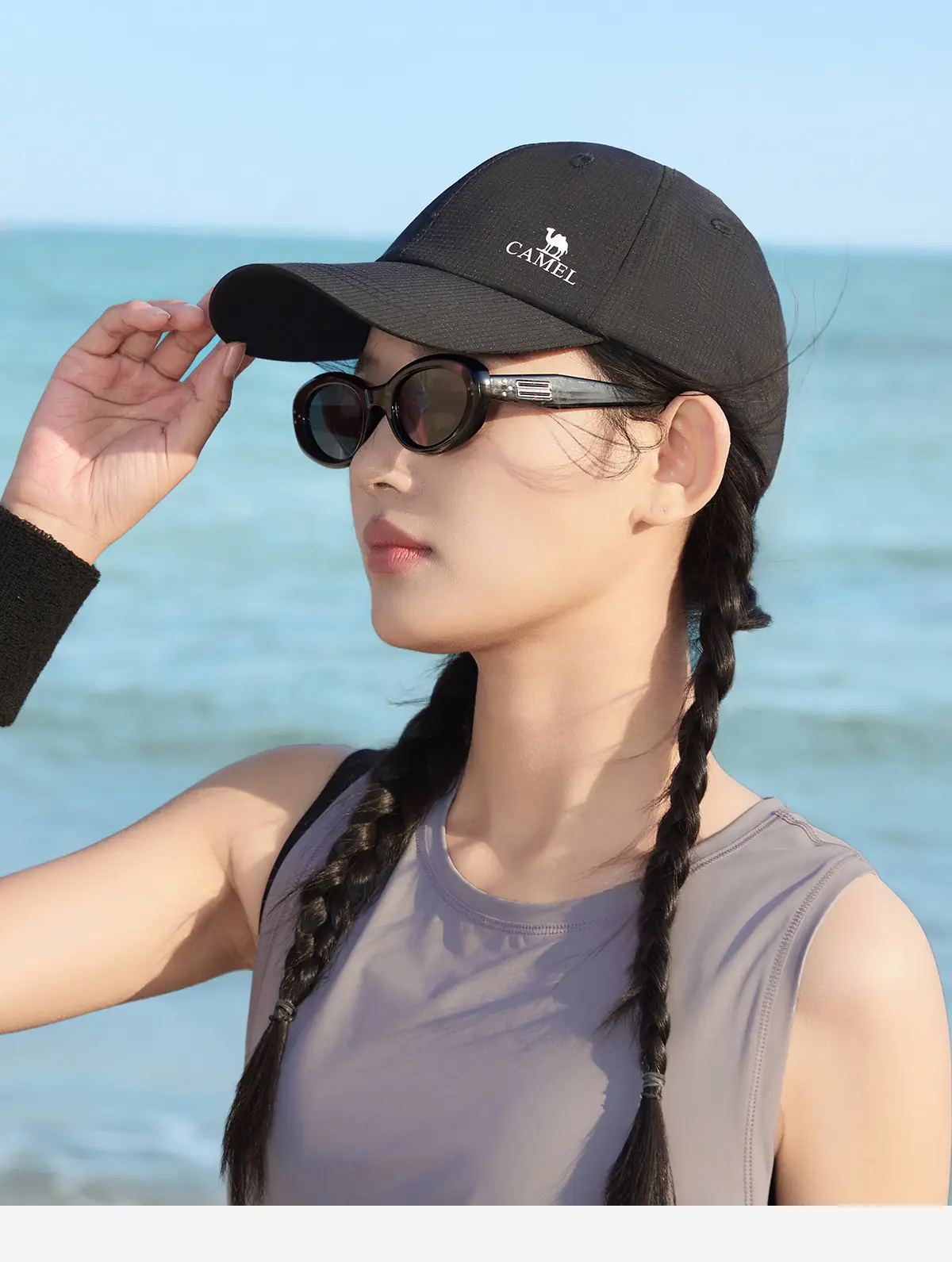 Camel Baseball Cap Black Wide Brim Sports Hiking — feature 23