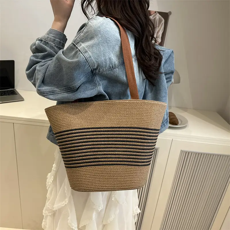 Striped Straw Bag 2025 Summer Large Capacity Pastoral Casual - Image 6