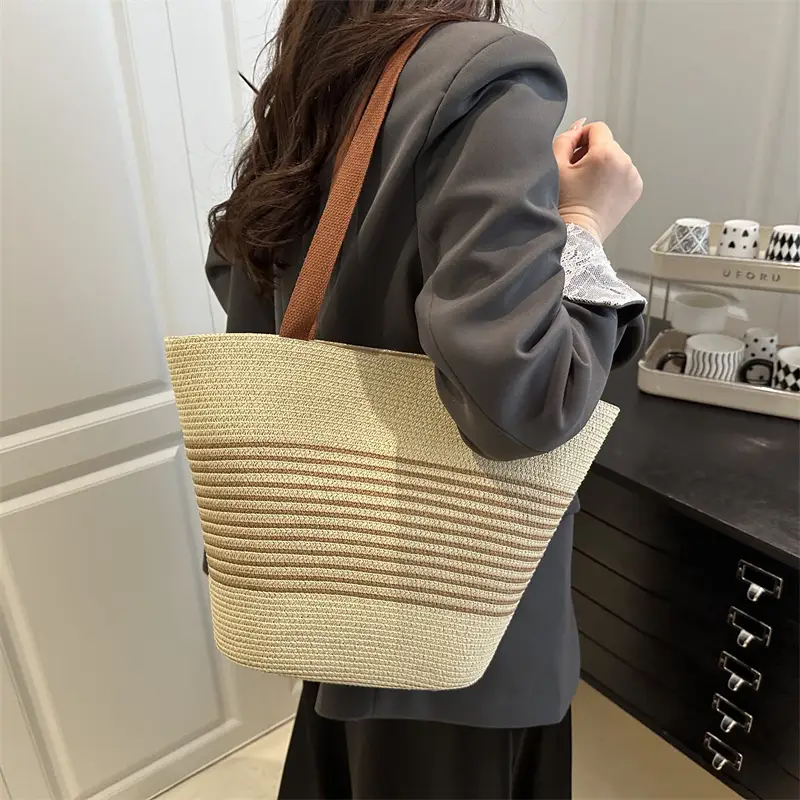 Striped Straw Bag 2025 Summer Large Capacity Pastoral Casual - Image 7