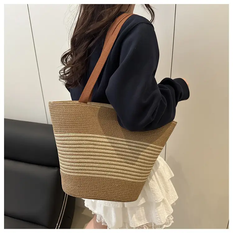 Striped Straw Bag 2025 Summer Large Capacity Pastoral Casual — feature 12