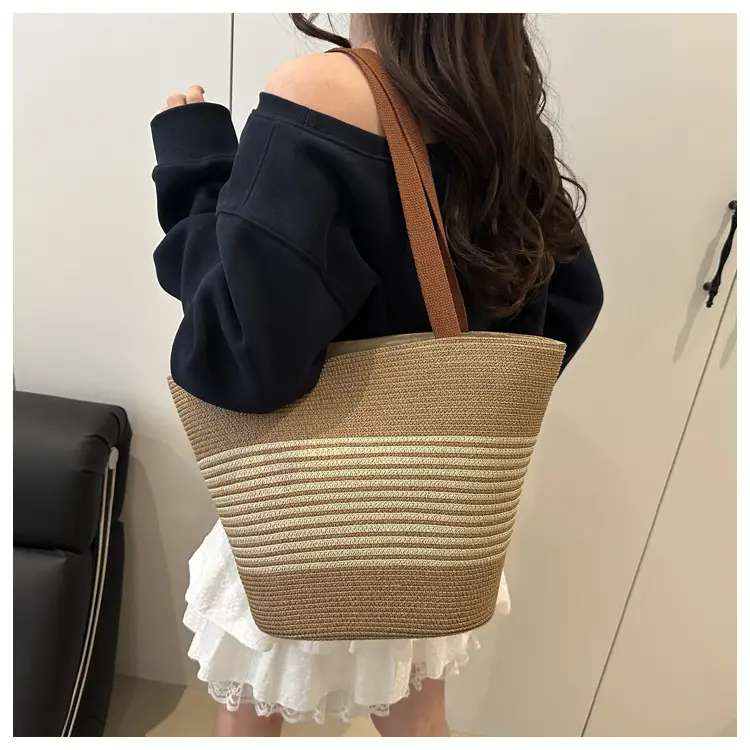 Striped Straw Bag 2025 Summer Large Capacity Pastoral Casual — feature 14