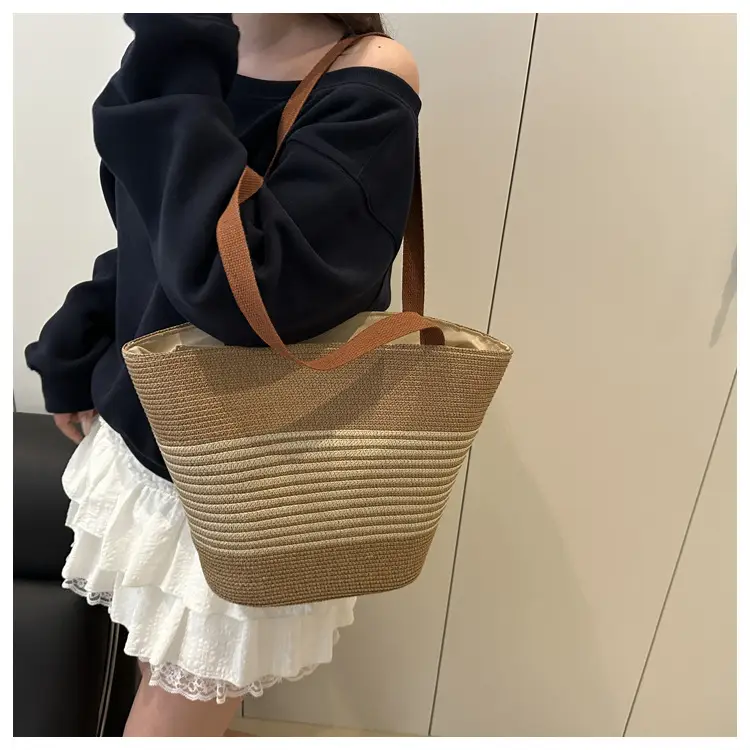 Striped Straw Bag 2025 Summer Large Capacity Pastoral Casual — feature 15