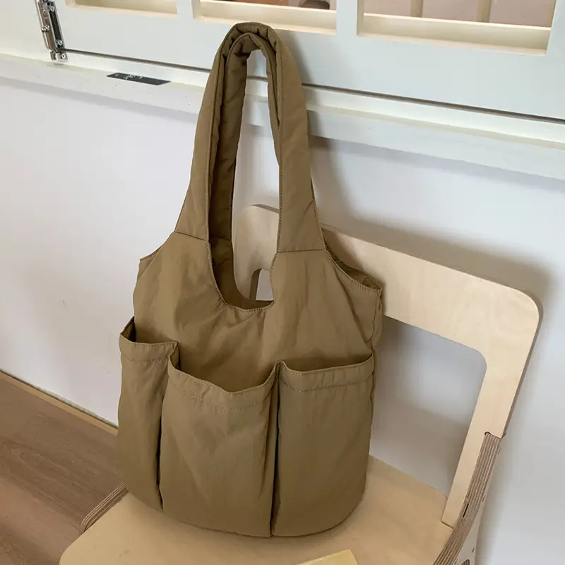 Women's Large Capacity Nylon Tote Bag with 4 Pockets - Image 8