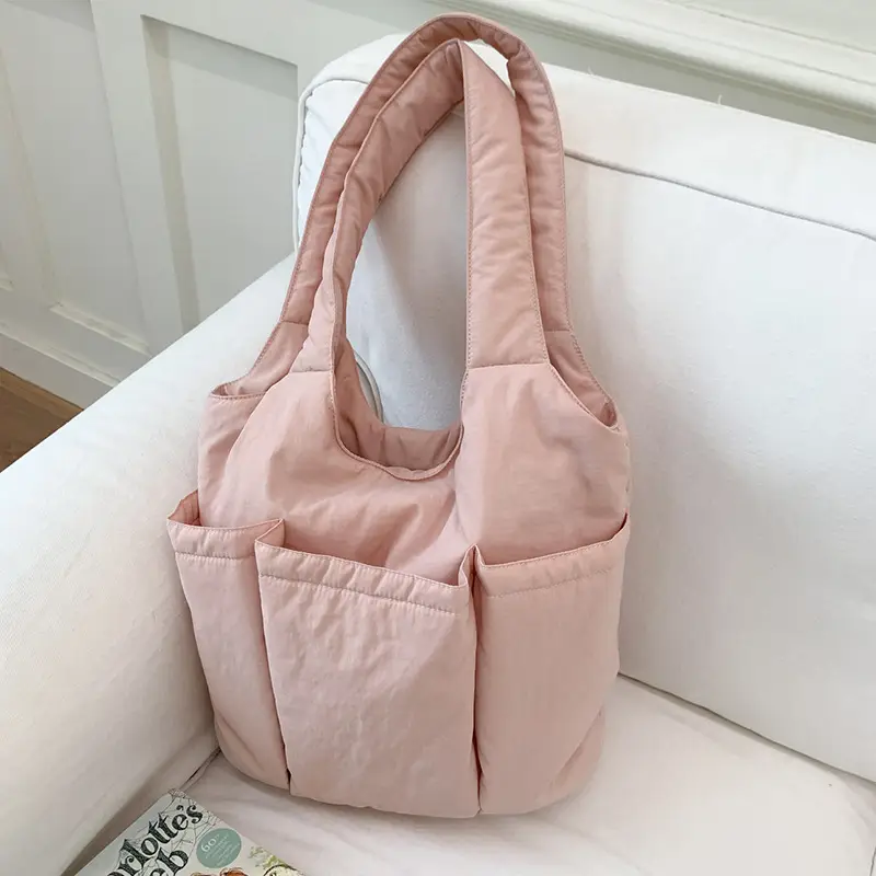 Women's Large Capacity Nylon Tote Bag with 4 Pockets - Image 9