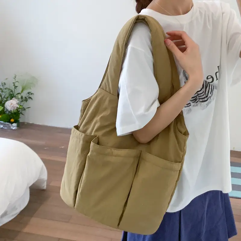Women's Large Capacity Nylon Tote Bag with 4 Pockets - Image 10
