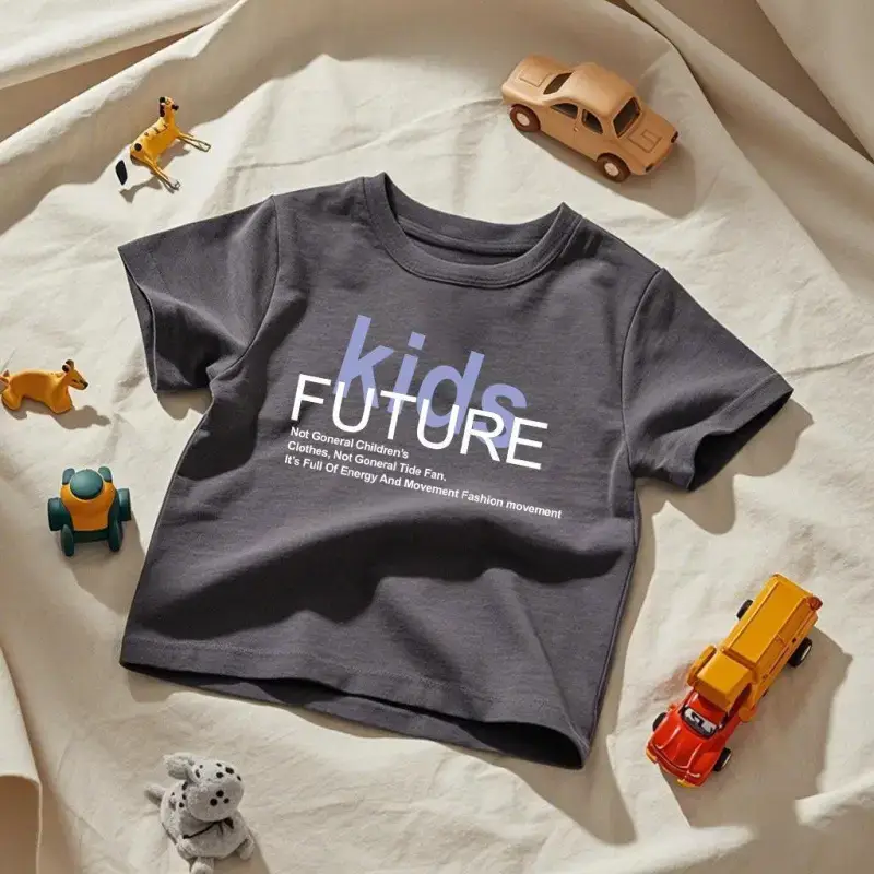 Blue Kids T-Shirt "FUTURE" Print Pure Cotton