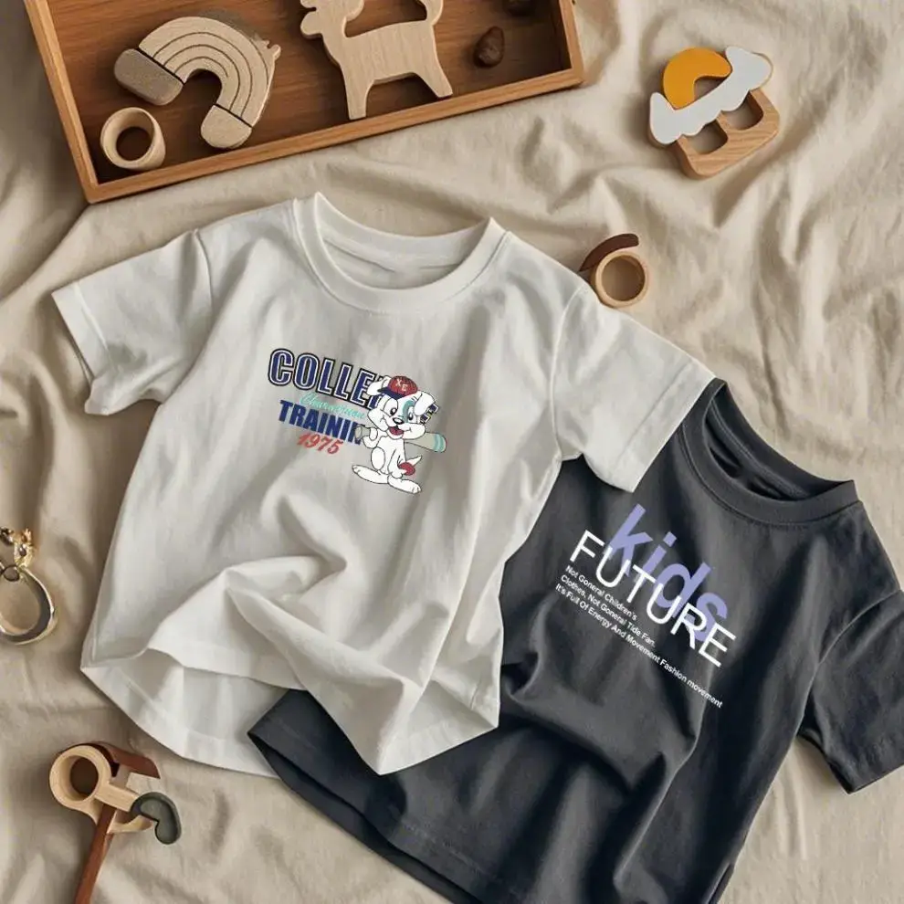 Blue Kids T-Shirt "FUTURE" Print Pure Cotton — feature 1