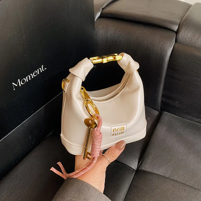 Women's Red Satchel Mini Bag with Gold Chain - Image 8