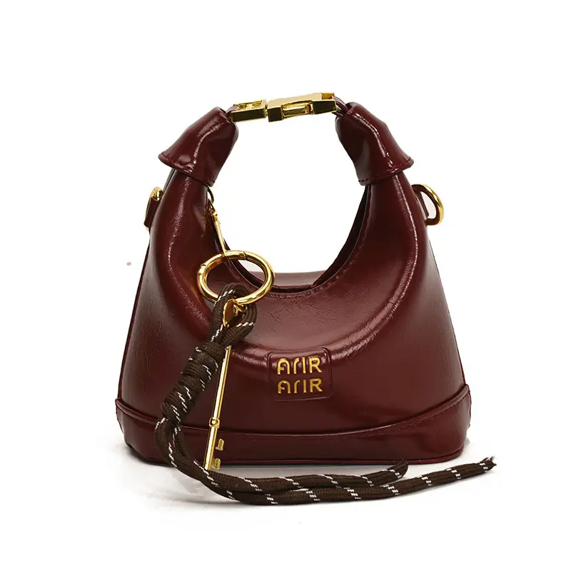 Women's Red Satchel Mini Bag with Gold Chain - Image 3