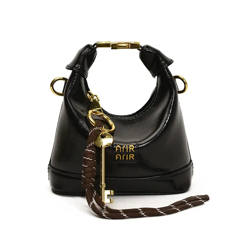 Women's Red Satchel Mini Bag with Gold Chain - Image 4