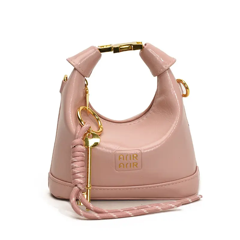 Women's Red Satchel Mini Bag with Gold Chain - Image 6