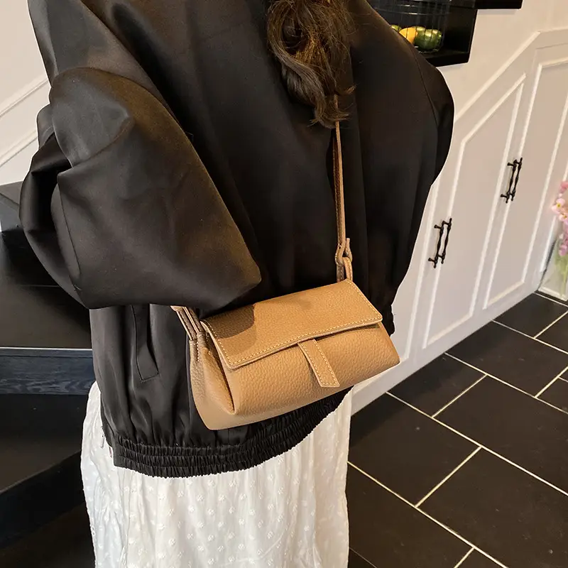 Women's Beige Leather Shoulder Crossbody Bag - Image 11