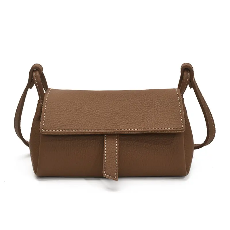 Women's Beige Leather Shoulder Crossbody Bag - Image 3