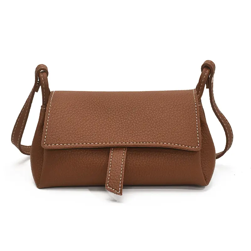 Women's Beige Leather Shoulder Crossbody Bag - Image 4