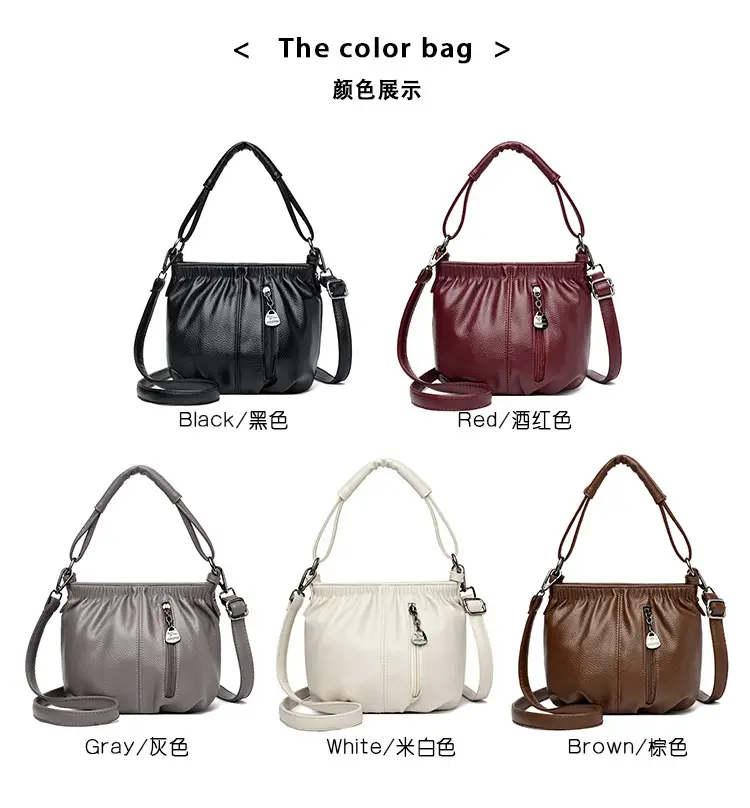 Women's Brown Leather Bucket Bag with Logo Print — feature 10
