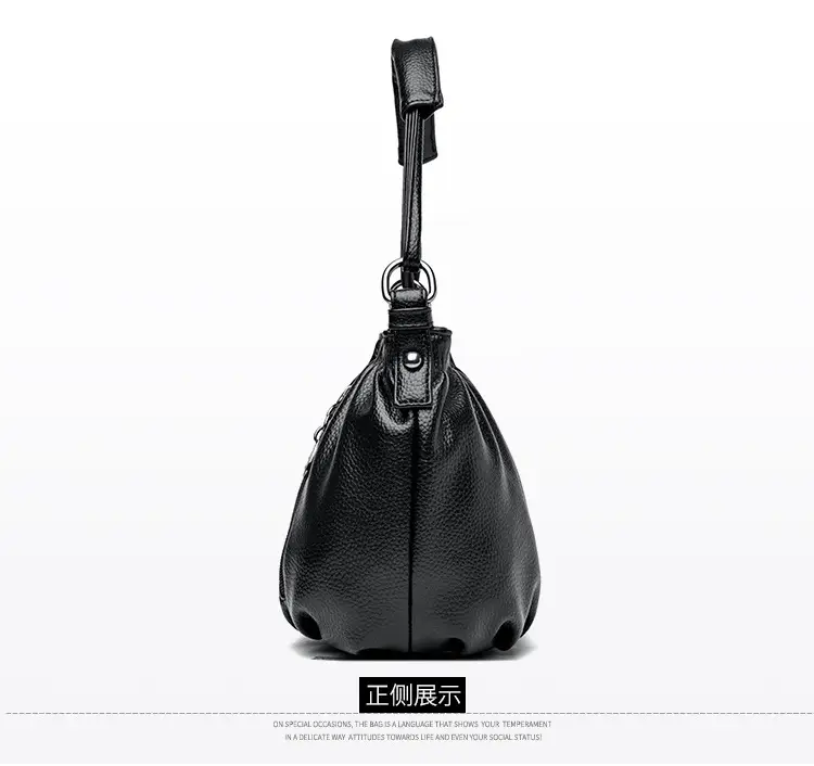Women's Brown Leather Bucket Bag with Logo Print — feature 18