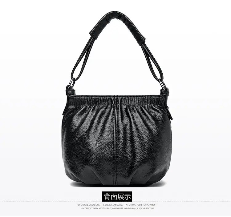 Women's Brown Leather Bucket Bag with Logo Print — feature 19