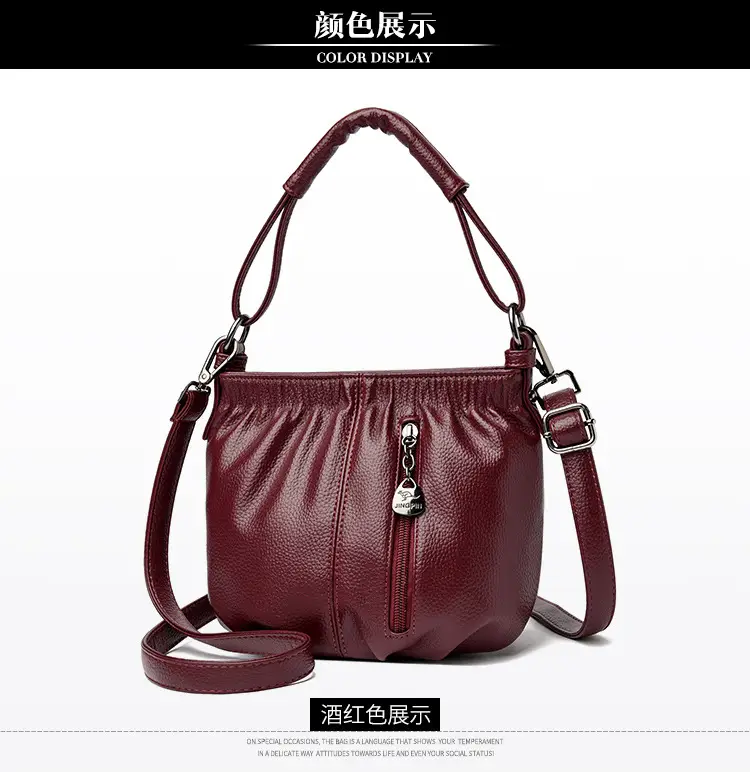 Women's Brown Leather Bucket Bag with Logo Print — feature 21