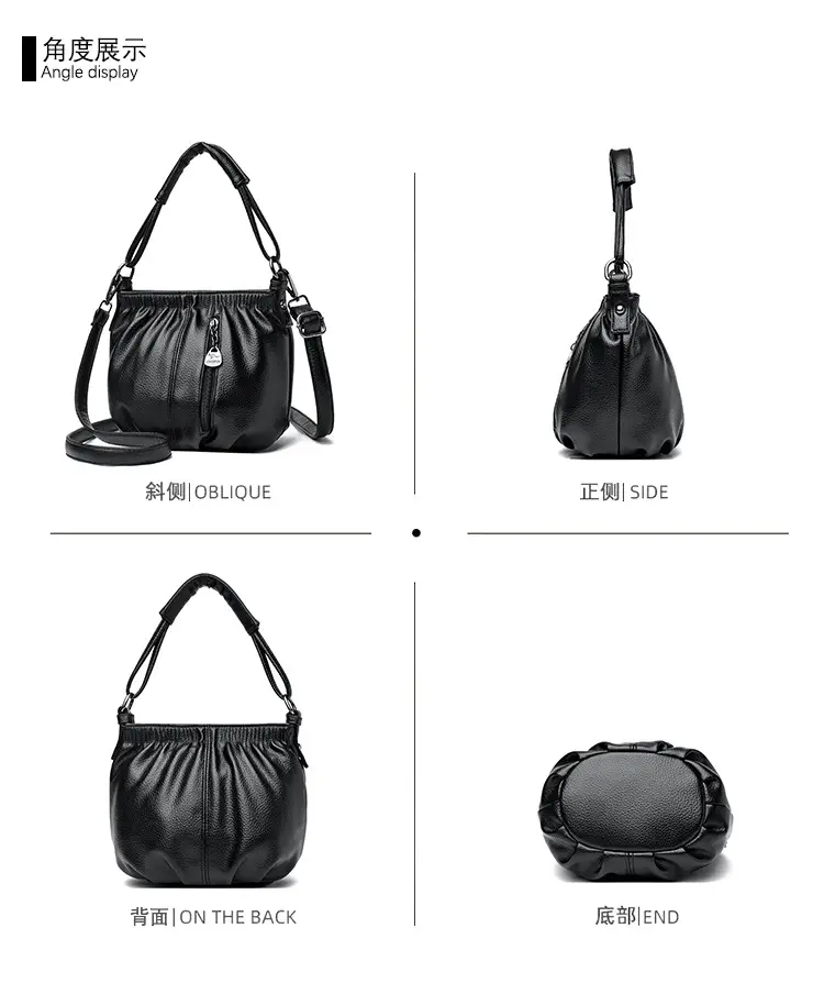 Women's Brown Leather Bucket Bag with Logo Print — feature 9
