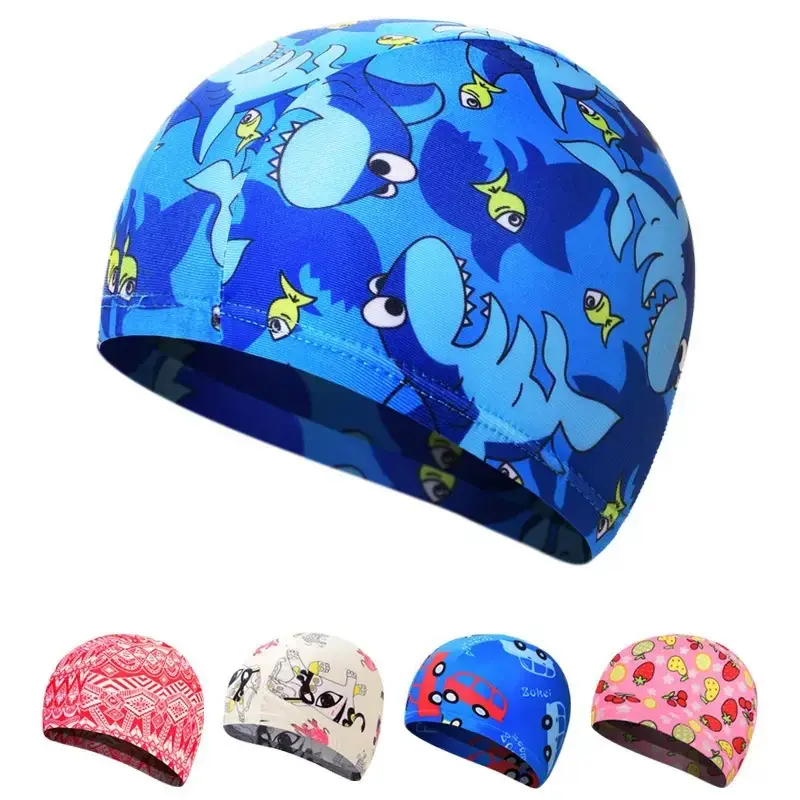 Children's Swimming Cap Cartoon Comfortable Ear Protection Girls Boys Cute Kidsren Middle and Large Kidsren Breathable Swimming Pool Swimming Cap Wholesale