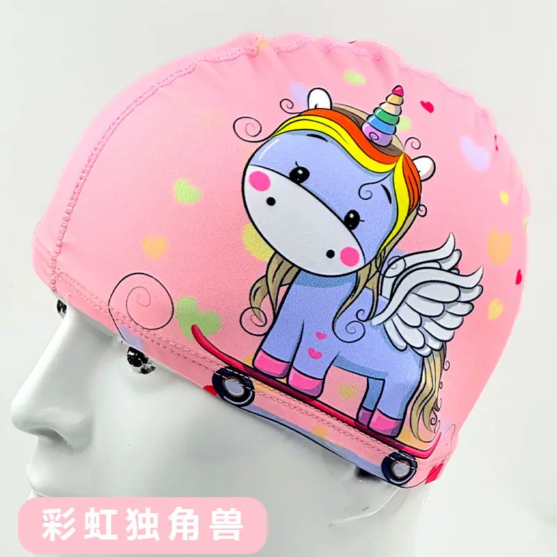 Children's Swimming Cap Cartoon Comfortable Ear Protection Girls Boys Cute Kidsren Middle and Large Kidsren Breathable Swimming Pool Swimming Cap Wholesale