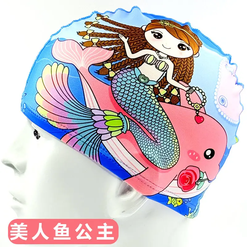 Children's Swimming Cap Cartoon Comfortable Ear Protection Girls Boys Cute Kidsren Middle and Large Kidsren Breathable Swimming Pool Swimming Cap Wholesale