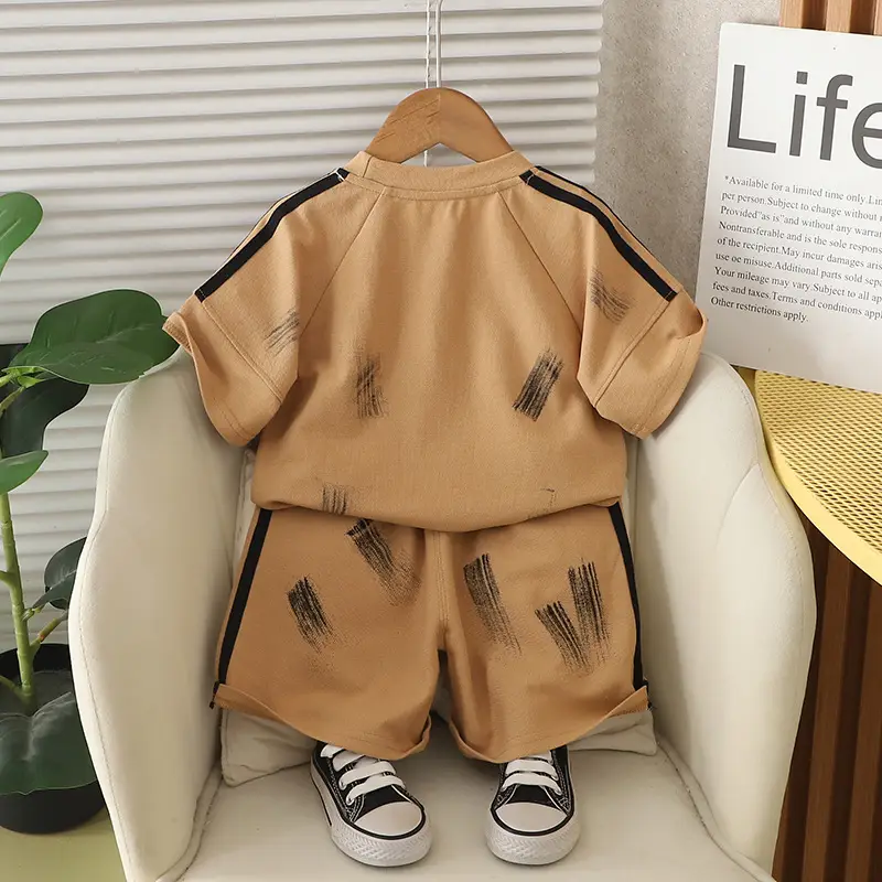 Kids Summer T-Shirt Set Cream 36 Graphic Pants — feature 7