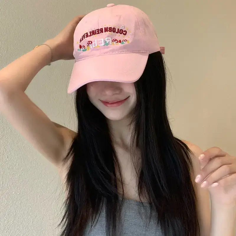 Korean Style Embroidered Baseball Cap for Women
