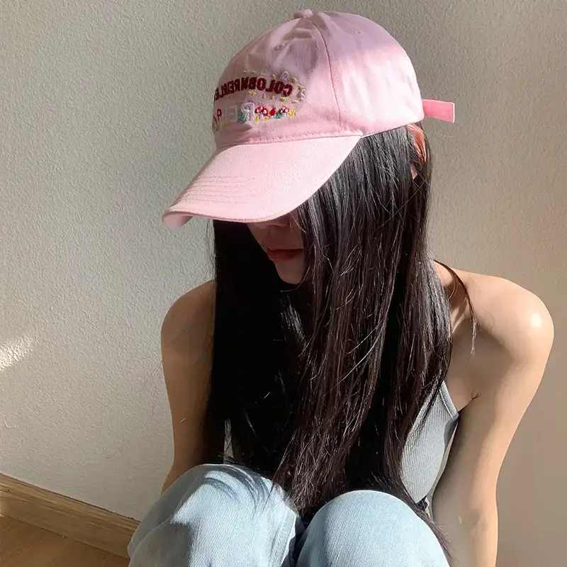Korean Style Embroidered Baseball Cap for Women