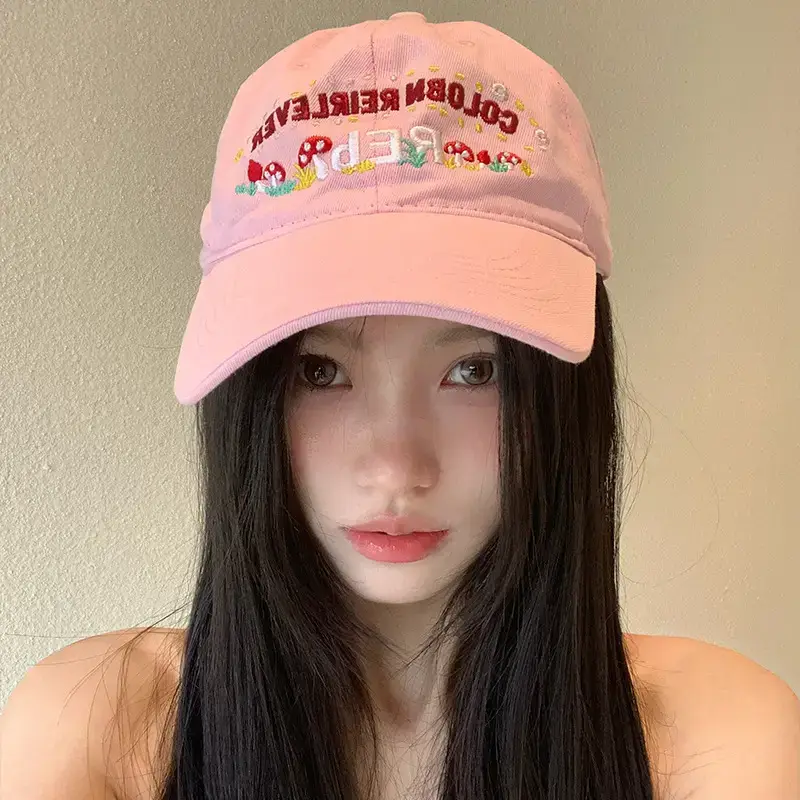 Korean Style Embroidered Baseball Cap for Women