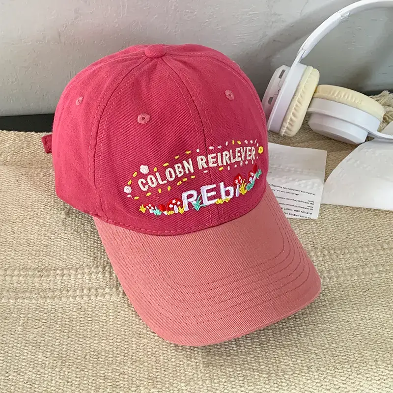 Korean Style Embroidered Baseball Cap for Women