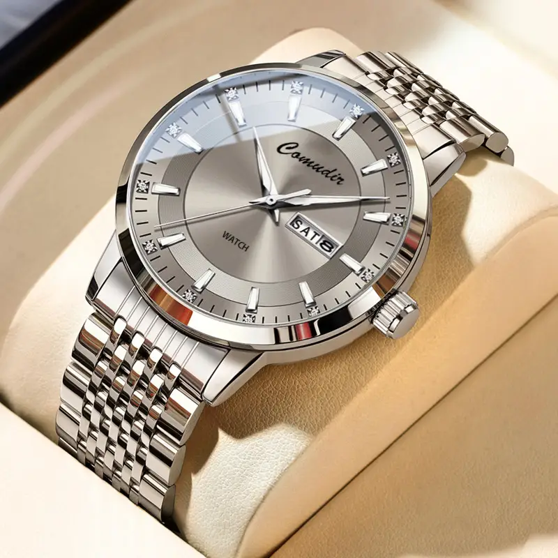 Fully Automatic Imitation Mechanical Watch, Business Men's Watch, Hollow Design, Waterproof, Luminous, Dual Calendar, High-Value Watch