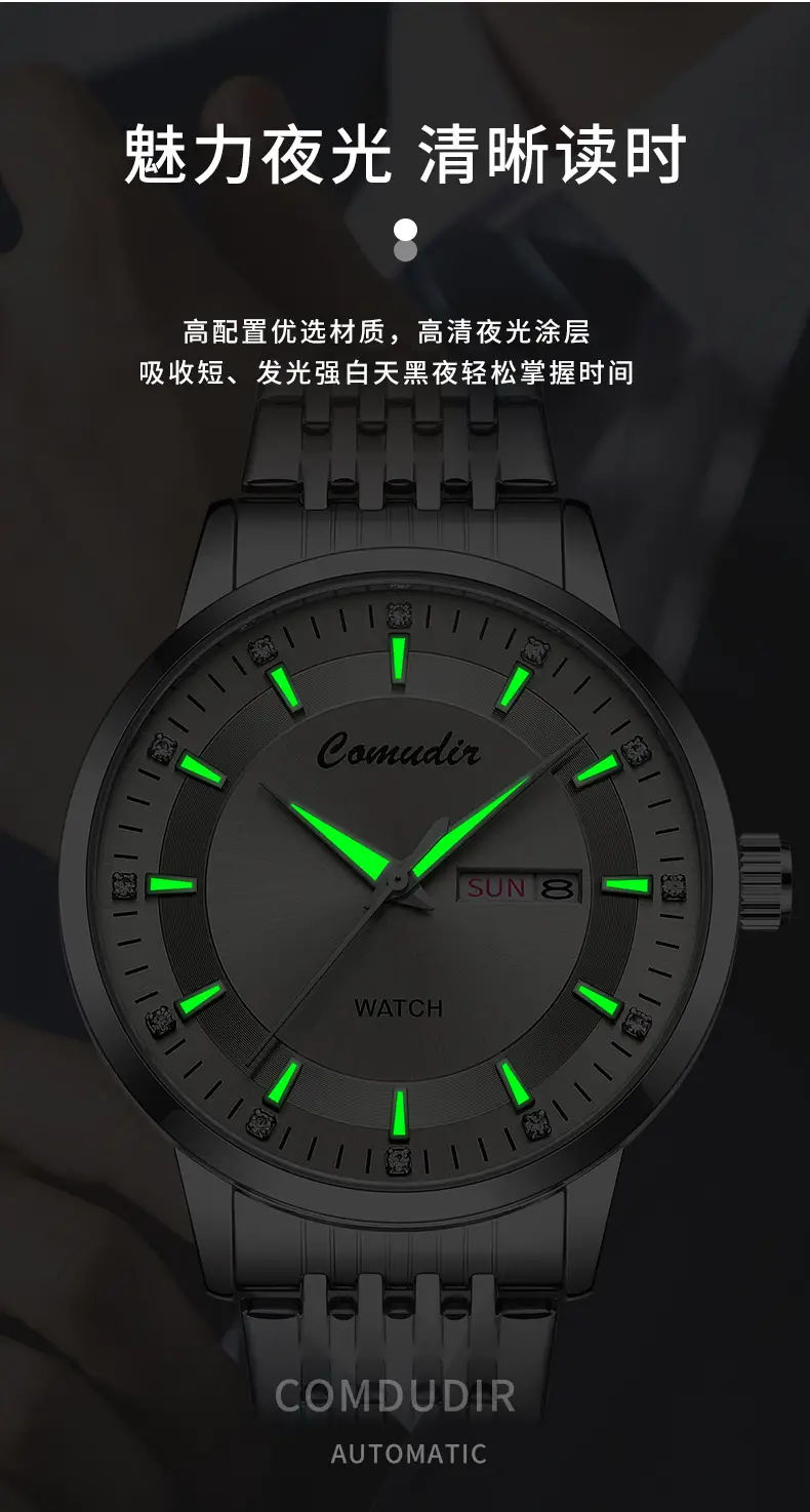 Fully Automatic Imitation Mechanical Watch, Business Men's Watch, Hollow Design, Waterproof, Luminous, Dual Calendar, High-Value Watch — feature 8