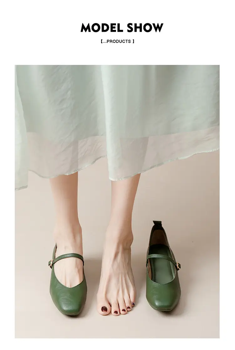 French-Style Buckle Strap Chunky Heel Mary Jane Shoes for Women, New Soft Leather Comfortable Flat Soft-Soled Shallow High-Heeled Shoes — feature 10