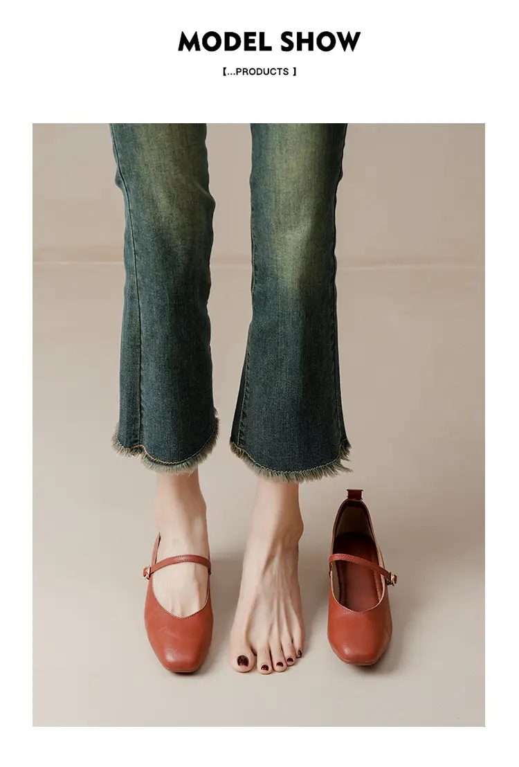 French-Style Buckle Strap Chunky Heel Mary Jane Shoes for Women, New Soft Leather Comfortable Flat Soft-Soled Shallow High-Heeled Shoes — feature 43