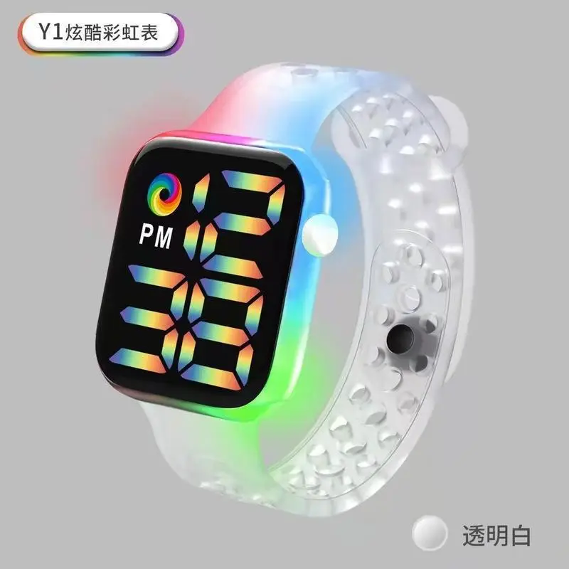 Y1 LED Digital Watch Red Silicone Band Waterproof