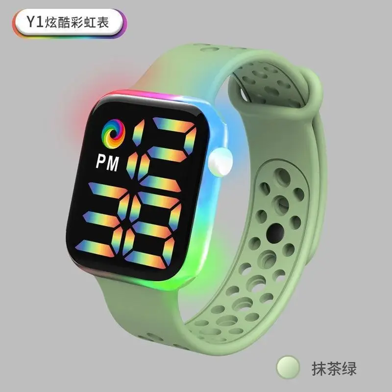 Y1 LED Digital Watch Red Silicone Band Waterproof