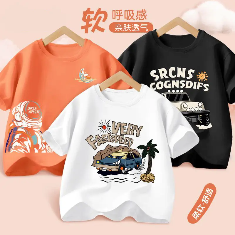 Kids Braavy T-Shirts Orange White Medium Large - Image 25