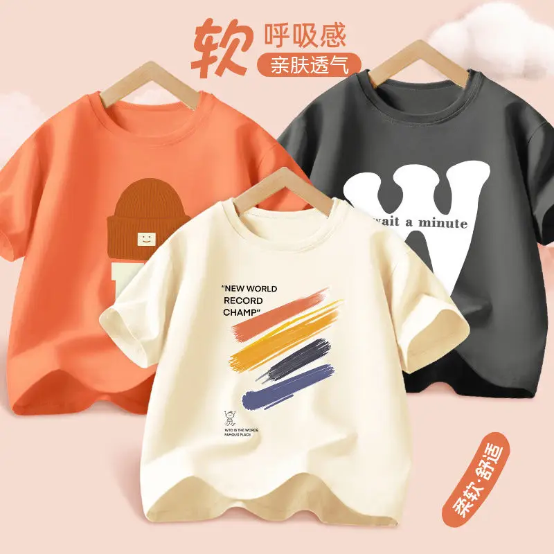 Kids Braavy T-Shirts Orange White Medium Large - Image 28