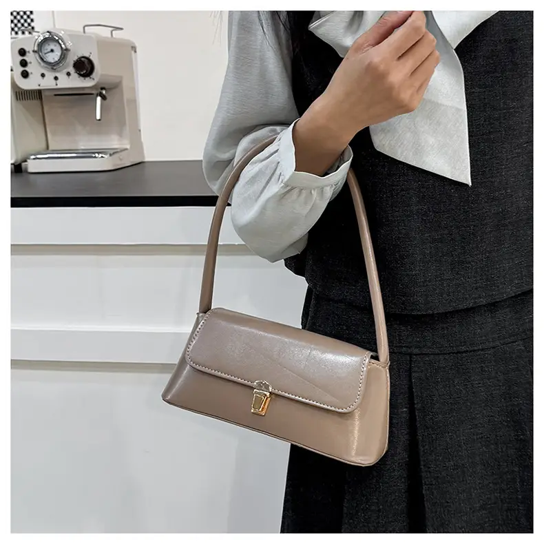 2025 Women's Beige Leather Armpit Bag with Clasp — feature 22