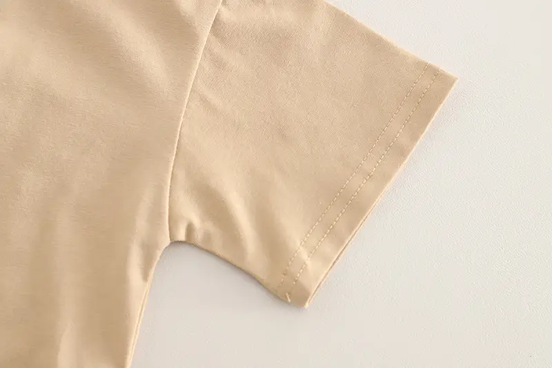 Kids T-Shirt Shorts Set Cream Brown Korean Style — feature 10