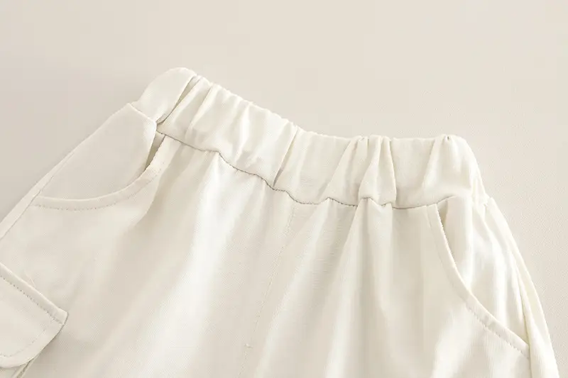 Kids T-Shirt Shorts Set Cream Brown Korean Style — feature 13