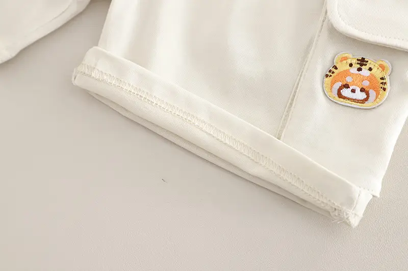 Kids T-Shirt Shorts Set Cream Brown Korean Style — feature 16