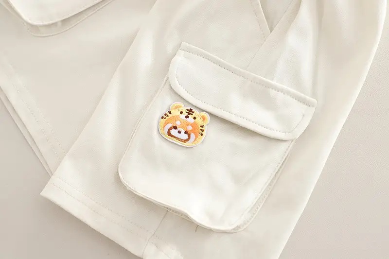 Kids T-Shirt Shorts Set Cream Brown Korean Style — feature 17