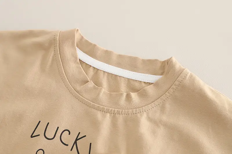 Kids T-Shirt Shorts Set Cream Brown Korean Style — feature 8