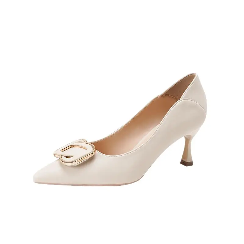 French High-Heeled Shoes for Women, Stiletto Heels, Fashionable Shallow Mouth Commuting Two-Wear Shoes, Black Professional Work Shoes That Are Not Tiring for the Feet
